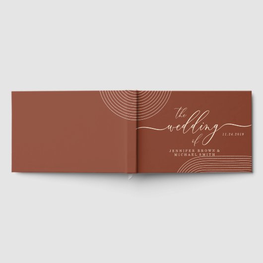 Geometrische Linien Terracotta Gästebuch (Voll)