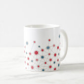 geometrische Linien und Punkte in Rot und Blau Kaffeetasse (VorderseiteRechts)