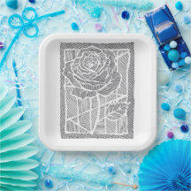 Geometrische Linienkunst-Rosen Botanische Papierpl