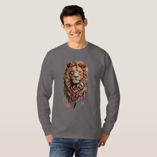 Geometrische Lion: Designs kultureller mosaischer T-Shirt (Vorne ganz)