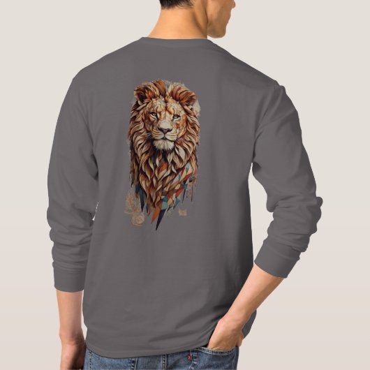 Geometrische Lion: Designs kultureller mosaischer T-Shirt (Rückseite)