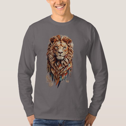 Geometrische Lion: Designs kultureller mosaischer T-Shirt (Vorderseite)