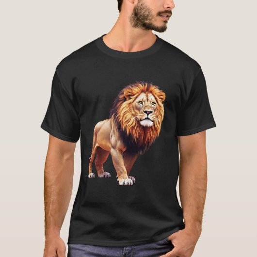 Geometrische Lion mit Glitch Art T - Shirt (Vorderseite)