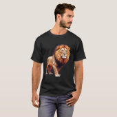 Geometrische Lion mit Glitch Art T - Shirt (Vorne ganz)