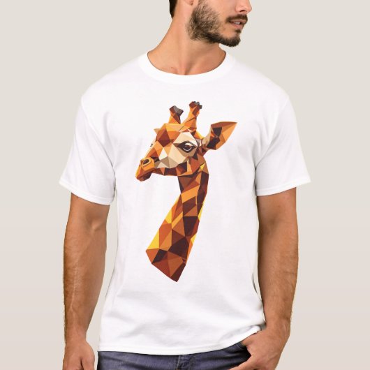 Geometrische Low-Poly Giraffe Portrait T-Shirt (Vorderseite)