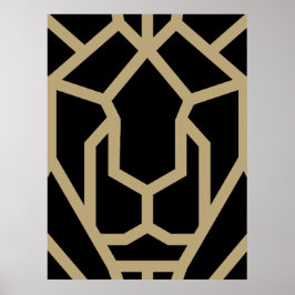 geometrische Löwe abstrakte moderne Kunst schwarz Poster