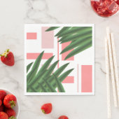 Geometrische Luau Tropical Palm Blätter Korallengr Serviette (Beispiel)