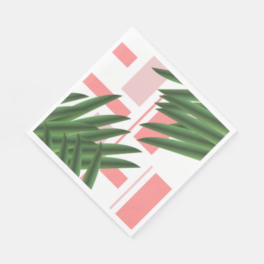Geometrische Luau Tropical Palm Blätter Korallengr Serviette (Ecke)