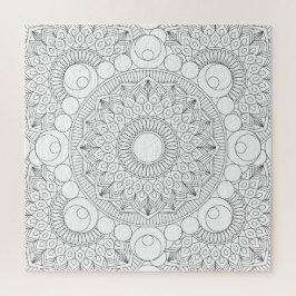Geometrische Mandala Black Lines v2 Farbvorlage Puzzle