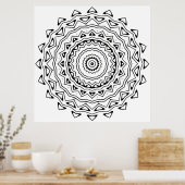 Geometrische Mandala-Malvorlage mit Dreiecksring Poster (Küche)