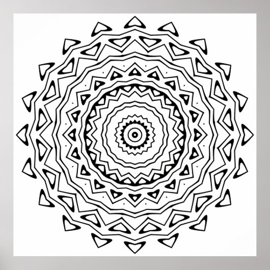 Geometrische Mandala-Malvorlage mit Dreiecksring Poster (Vorne)