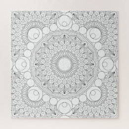 Geometrische Mandala-Schwarze Linien v2 Malvorlage Puzzle
