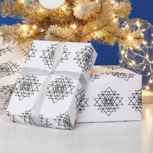 Geometrische Mandala Schwarzlinienkunst Geschenkpapier