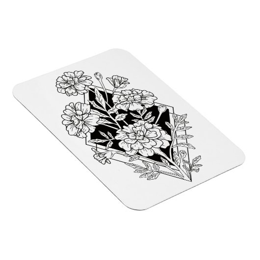 Geometrische Marigold-Blume Magnet (Rechte Seite)