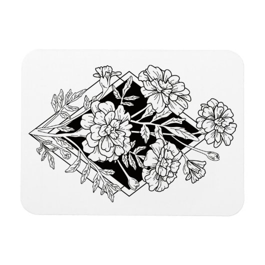 Geometrische Marigold-Blume Magnet (Horizontal)