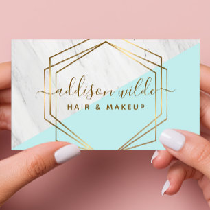 Geometrische Marmor Moderne Blau Und Gold Trendige Visitenkarte