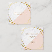 Geometrische Marmorgoldrosa-Quadrat-Visitenkarte Quadratische Visitenkarte (Vorne/Hinten)