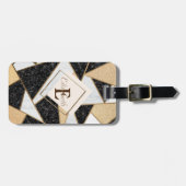 Geometrische Marmortextur, Monogramm-Rahmen Gepäckanhänger (Vorderseite horizontal)