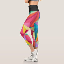 Geometrische, mehrfarbige Capri-Leggings