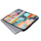 Geometrische mehrfarbige Streifen, trendige Muster Laptopschutzhülle (Vorne Knopf)