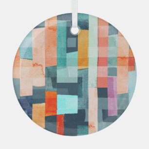 Geometrische mehrfarbige Streifen, trendige Muster Ornament Aus Glas
