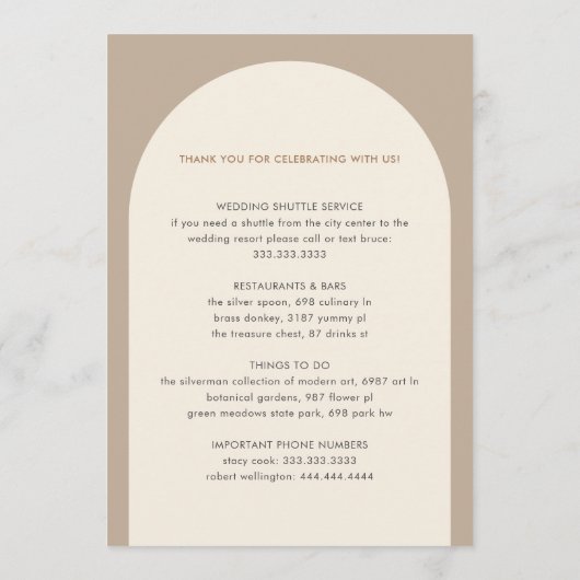 Geometrische Minimal-Sand-Arch-Hochzeitstile Programm (Rückseite)