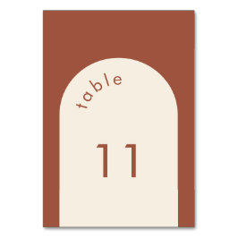 Geometrische Minimal Terracotta Arch Wedding Tischnummer