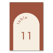 Geometrische Minimal Terracotta Arch Wedding Tischnummer (Vorderseite)