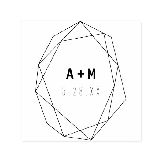 Geometrische Minimalistische Monogramm-Gummi-Hochz Permastempel (Design)