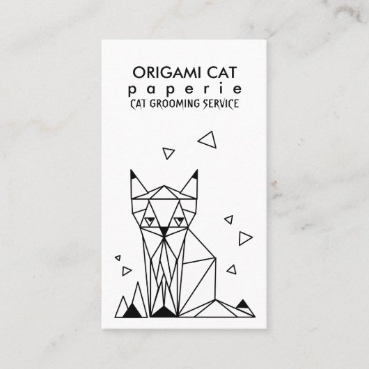 Geometrische Minimalistische Origami-Katze Visitenkarte (Vorderseite)