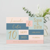 Geometrische minimalistische Save the Date-Karte Einladung (Stehend Vorderseite)