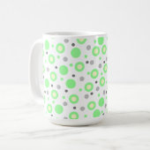 Geometrische Minze Grüne Creme Graue Polka Dots Kaffeetasse (Vorderseite Links)