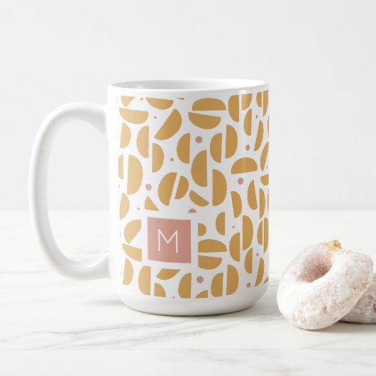 Geometrische Mit Monogramm moderne Dijon-Gelbe Kaffeetasse (Mit Donut)