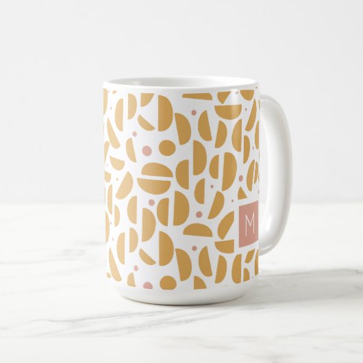 Geometrische Mit Monogramm moderne Dijon-Gelbe Kaffeetasse (VorderseiteRechts)