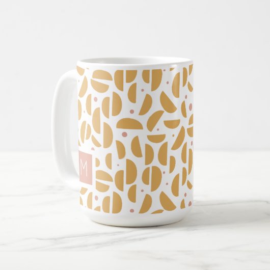Geometrische Mit Monogramm moderne Dijon-Gelbe Kaffeetasse (Vorderseite Links)