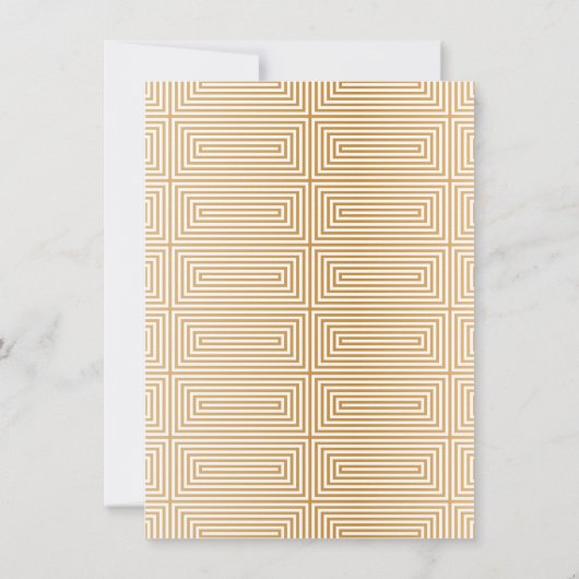 Geometrische Mod des Goldenen Mittelzentrums Elega Einladung (Rückseite)