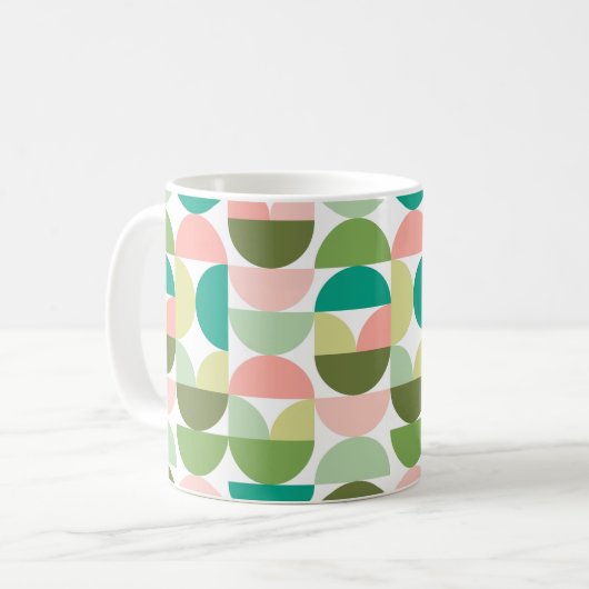 Geometrische Mod-Grün- und Peach-Tasse Kaffeetasse (Vorderseite Links)