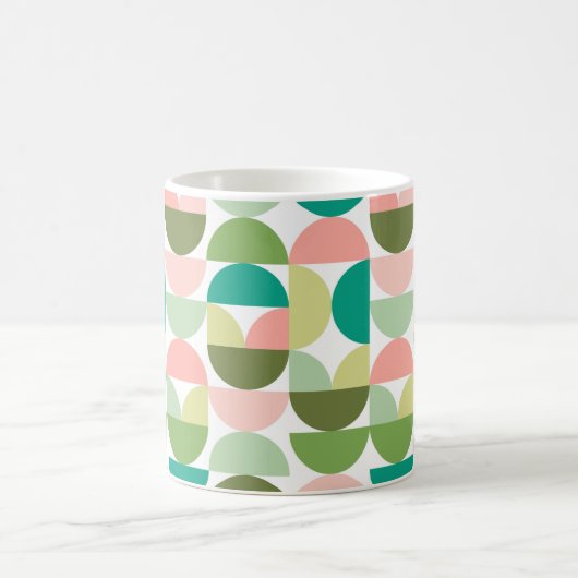 Geometrische Mod-Grün- und Peach-Tasse Kaffeetasse (Mittel)