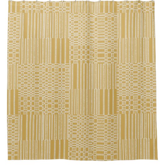 Geometrische Mod-Quadrate und Bars, gelb Duschvorhang (Vorderseite)