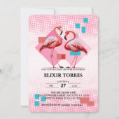 Geometrische moderne Flamingo Kinderdusche Einladung (Vorderseite)