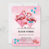 Geometrische moderne Flamingo Kinderdusche Einladung (Vorderseite)