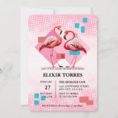 Geometrische moderne Flamingo Kinderdusche Einladung (Vorderseite)