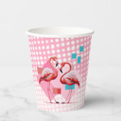 Geometrische moderne Flamingo Kinderdusche Pappbecher (Vorderseite)