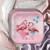Geometrische moderne Flamingo Kinderdusche Pappteller