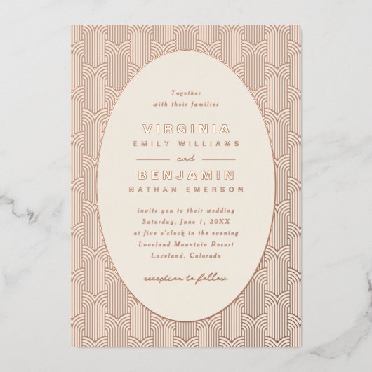 Geometrische moderne Hochzeit Folieneinladung (Vorderseite)