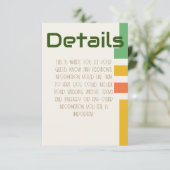Geometrische moderne Hochzeitdetails Begleitkarte (Stehend Vorderseite)
