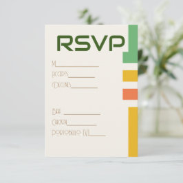 Geometrische moderne Hochzeitsszenarien - RSVP & F Begleitkarte