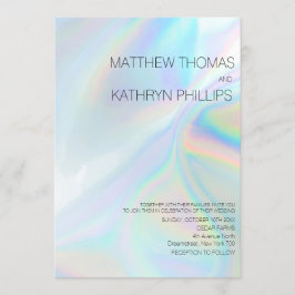 Geometrische, moderne, holografische Hochzeiteinla Einladung
