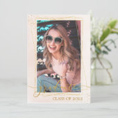 Geometrische moderne Rosa-Abschluss-Fotos Ankündigung (Stehend Vorderseite)