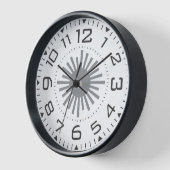 Geometrische moderne schwarz-weiße Sunburst Zahlen Uhr (Winkel)